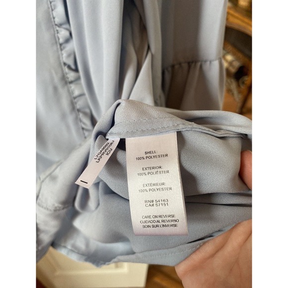 Karl Lagerfeld Top Ruffle Edge Baby Blue Blouse‎ Size Medium - Picture 4 of 4